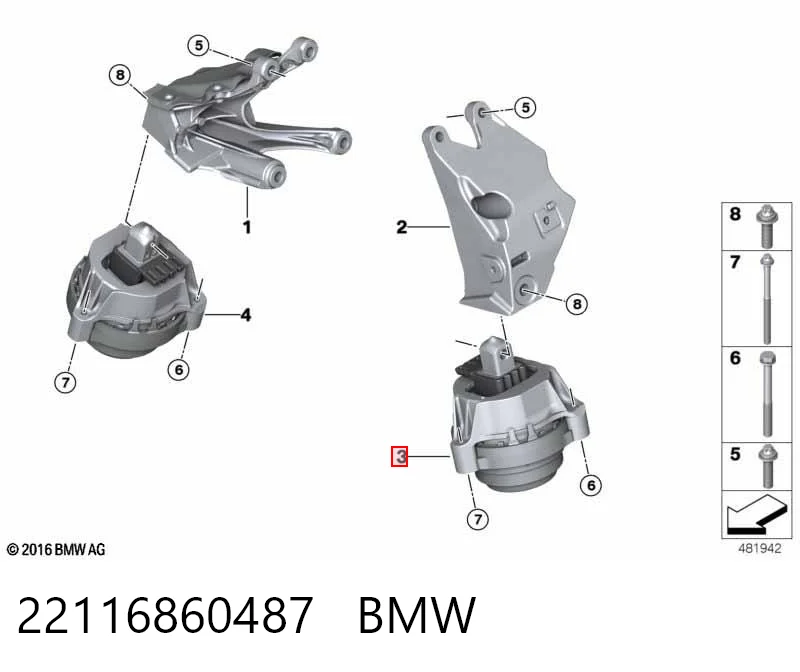 22116860487 BMW Cojín del motor