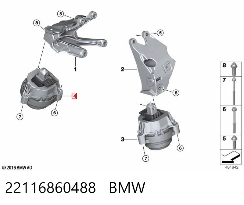 22116860488 BMW Soporte de motor derecho