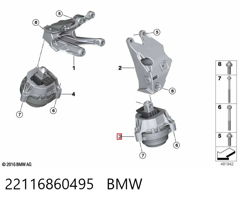 22116860495 BMW Cojín del motor