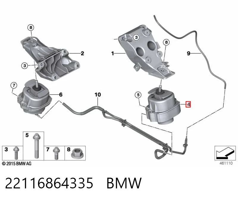 22116864335 BMW Cojín del motor