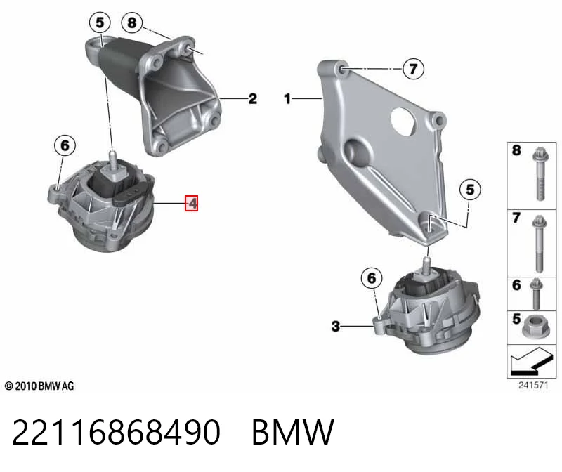 22116868490 BMW Soporte de motor derecho