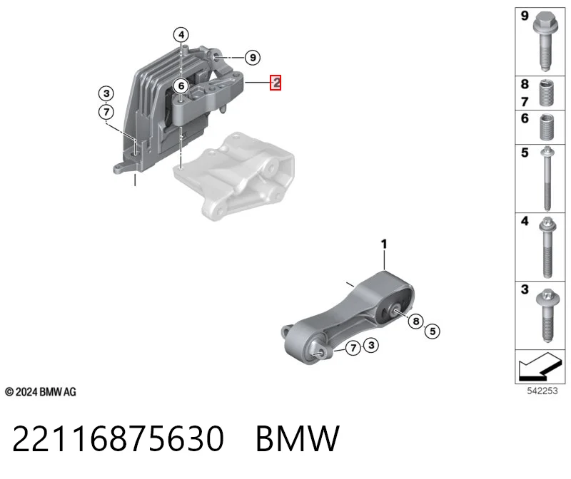 22116875630 BMW Soporte de motor derecho