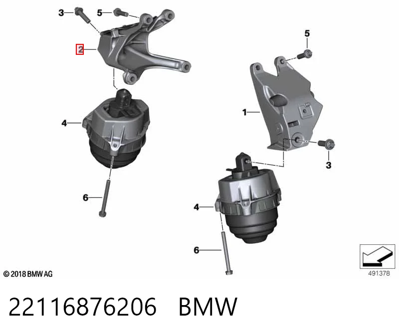 22116876206 BMW Soporte derecho del motor