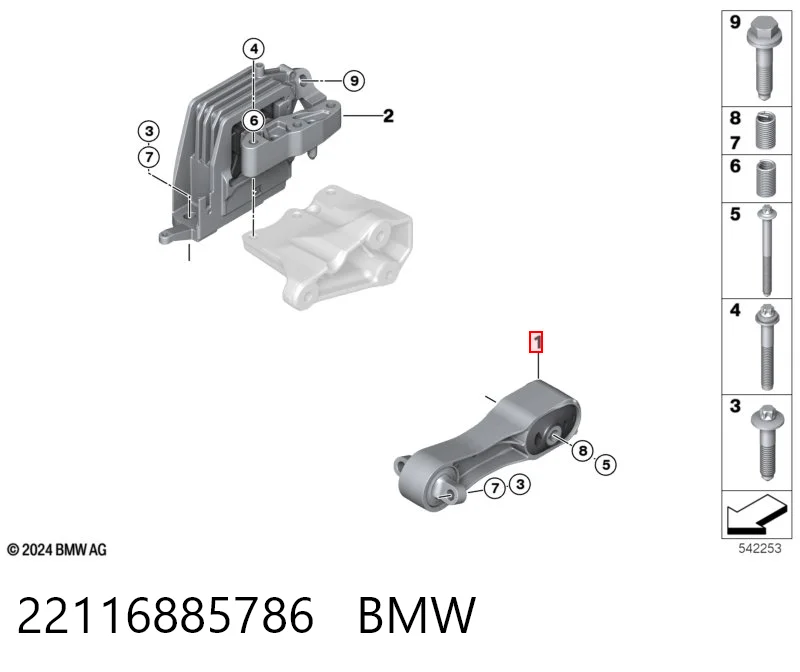 22116885786 BMW Soporte izquierdo de la transmisión