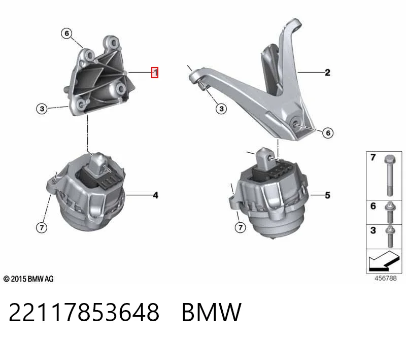 22117853648 BMW Soporte derecho del motor