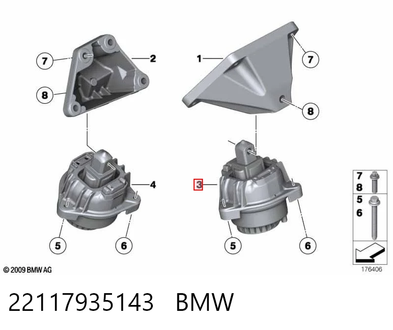 22117935143 BMW Cojín del motor