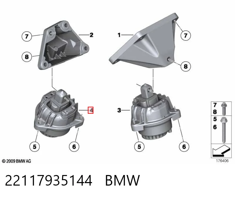 22117935144 BMW Soporte de motor derecho