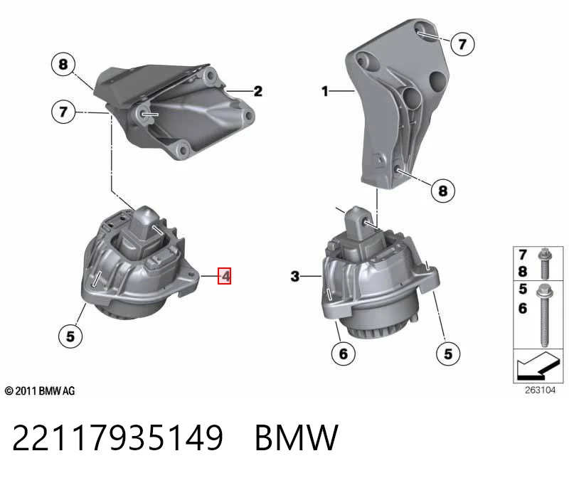 22117935149 BMW Almohada del Motor Izquierda / Derecha