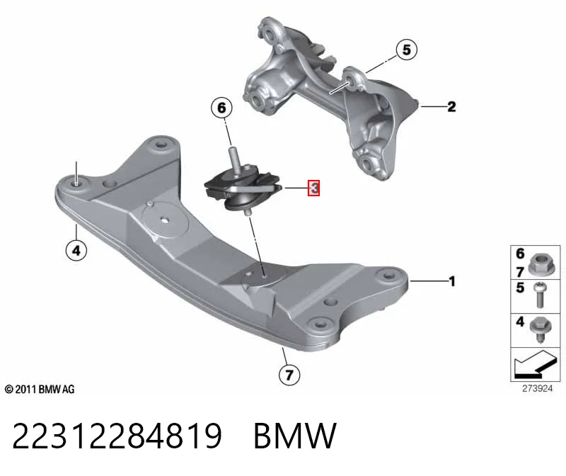 22312284819 BMW Soporte de caja de velocidades