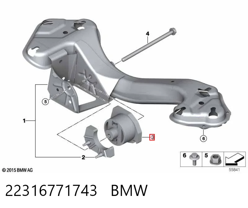 22316771743 BMW Soporte de caja de velocidades