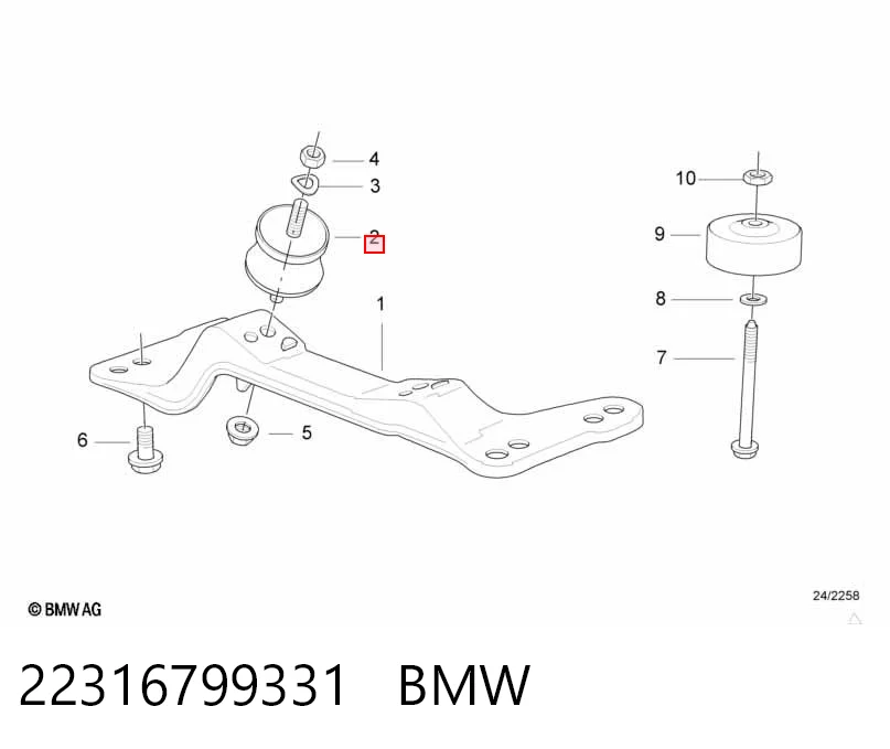 22316799331 BMW Soporte de caja de velocidades