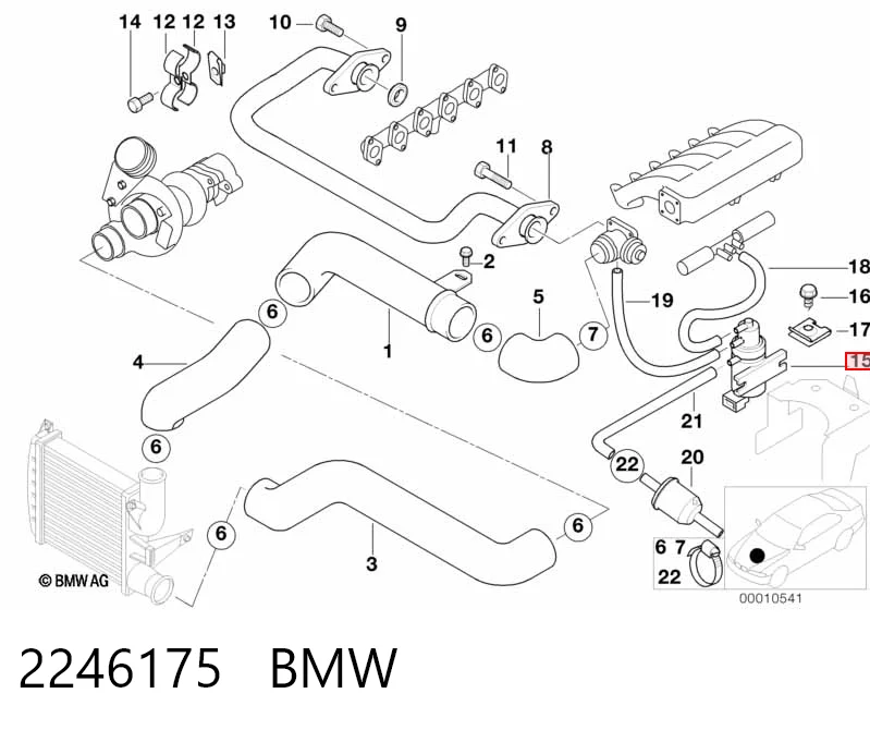 2246175 BMW Válvula solenoide de control de presión de sobrealimentación