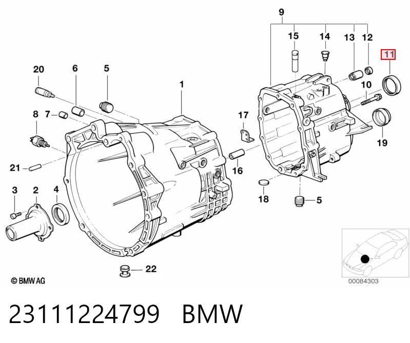 23111224799 BMW Retén del eje secundario de la transmisión