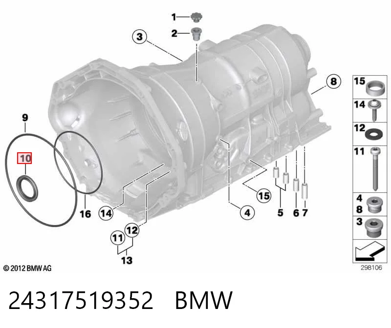 24317519352 BMW Retén del eje primario de la transmisión