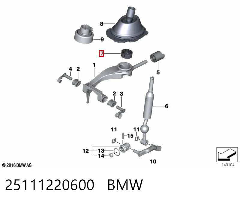25111220600 BMW Buje del mecanismo de cambio (palanca selectora)