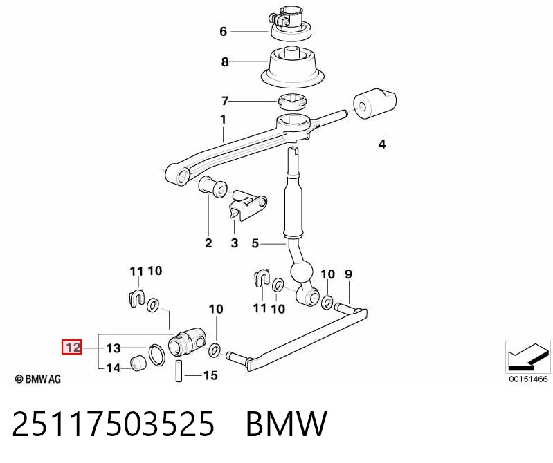 25117503525 BMW Juego de reparación de la palanca selectora de cambios