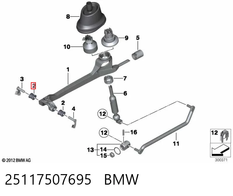 25117507695 BMW Buje del mecanismo de cambio (palanca selectora)