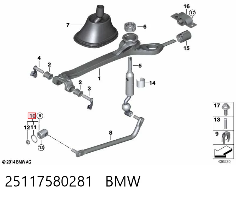 25117580281 BMW Buje del mecanismo de cambio (palanca selectora)