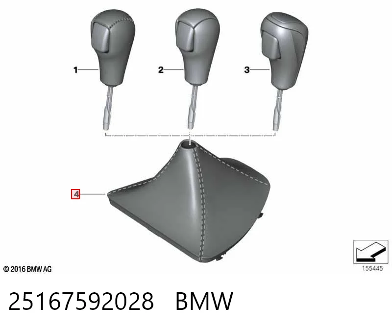 25167592028 BMW Funda de la palanca de cambios