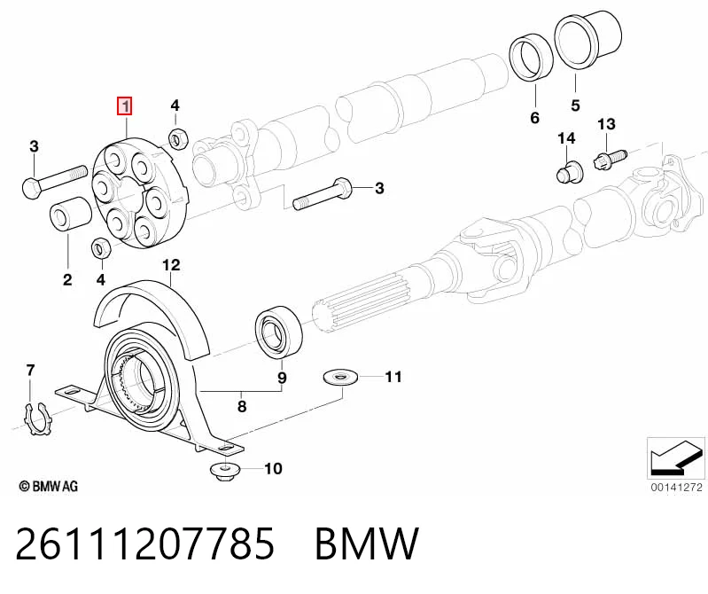 26111207785 BMW Acoplamiento elástico del cardán delantero/trasero