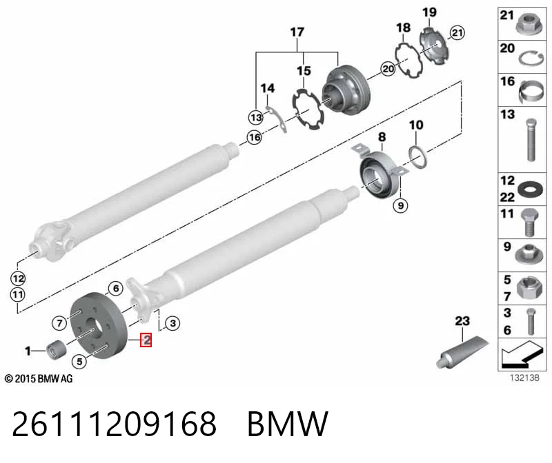 26111209168 BMW Acoplamiento elástico del cardán