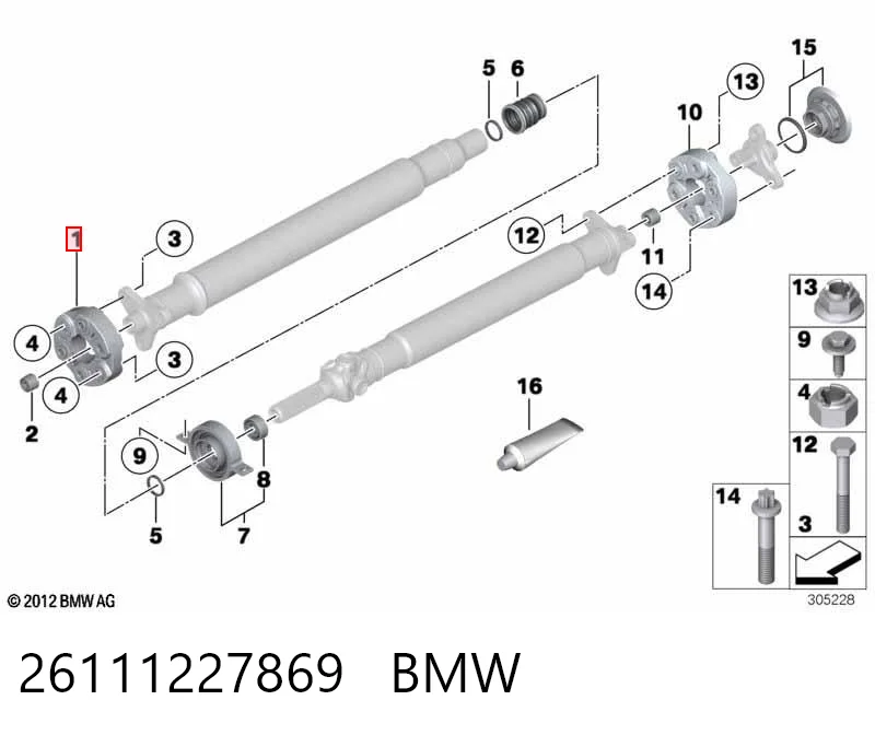 26111227869 BMW Acoplamiento elástico delantero del cardán