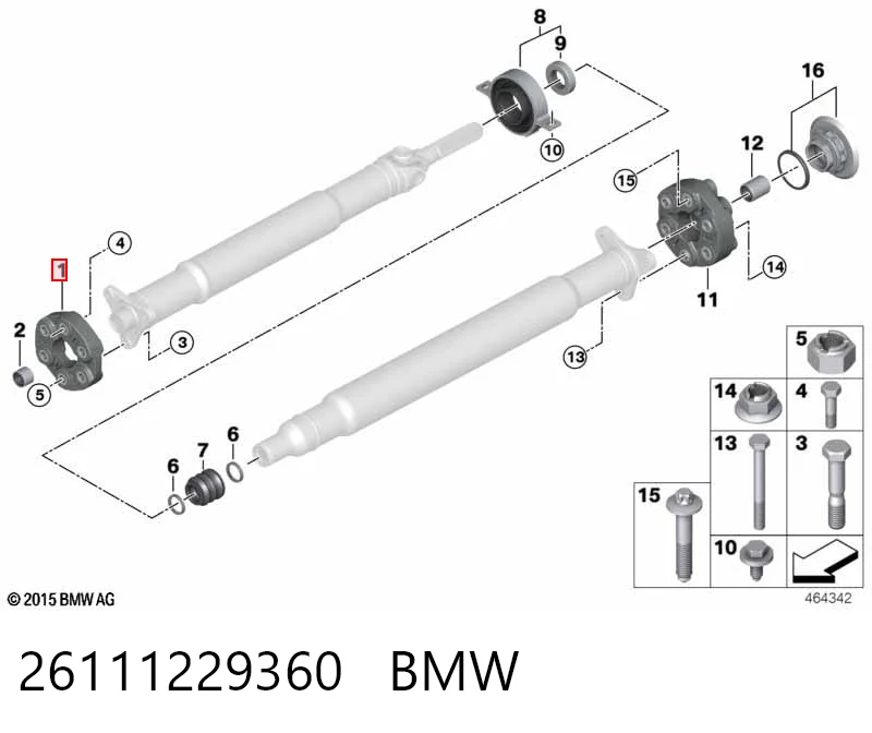 26111229360 BMW Acoplamiento elástico delantero del cardán