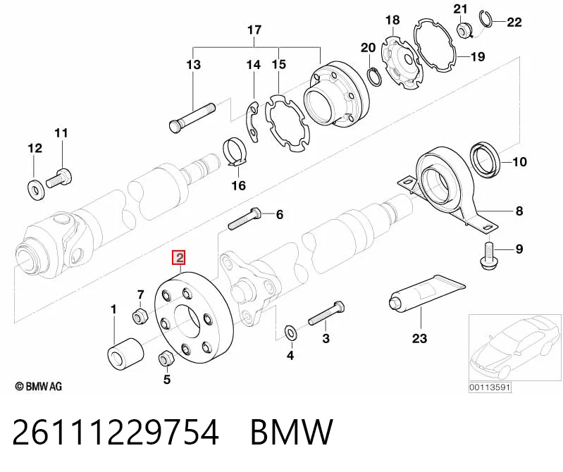 26111229754 BMW Acoplamiento elástico delantero del cardán