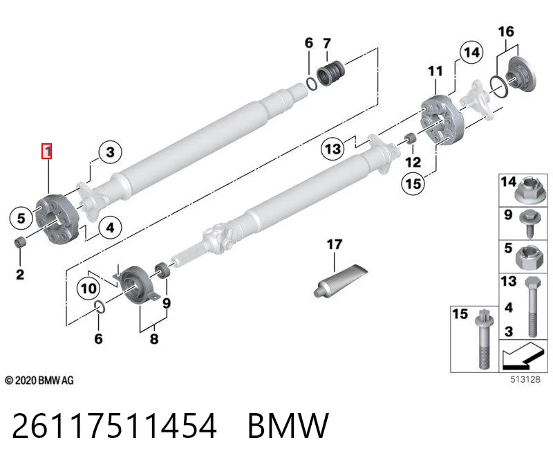 26117511454 BMW Acoplamiento elástico del cardán