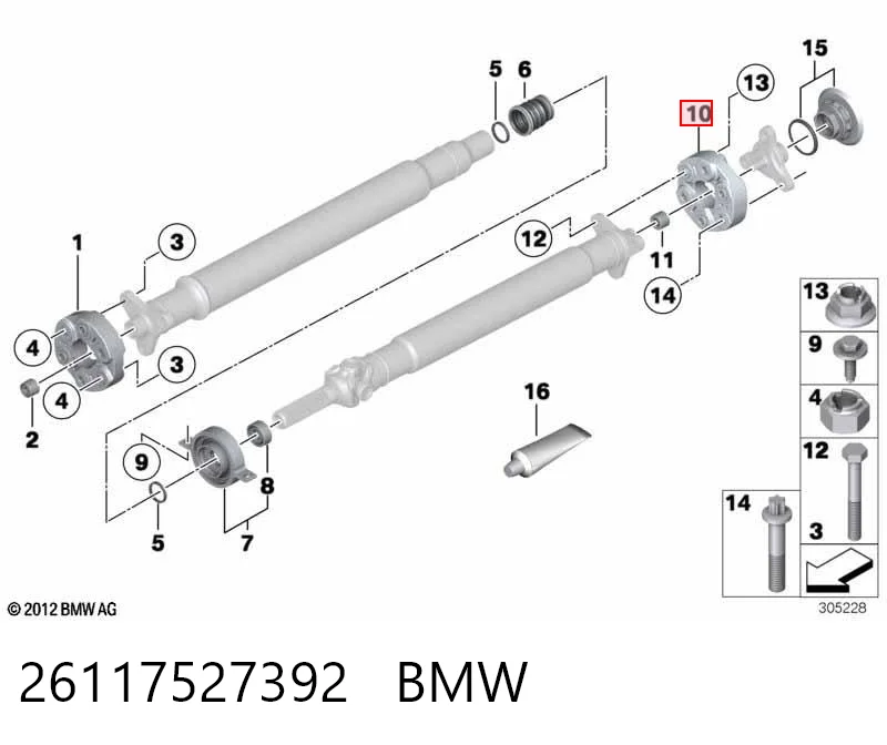 26117527392 BMW Acoplamiento elástico trasero del cardán
