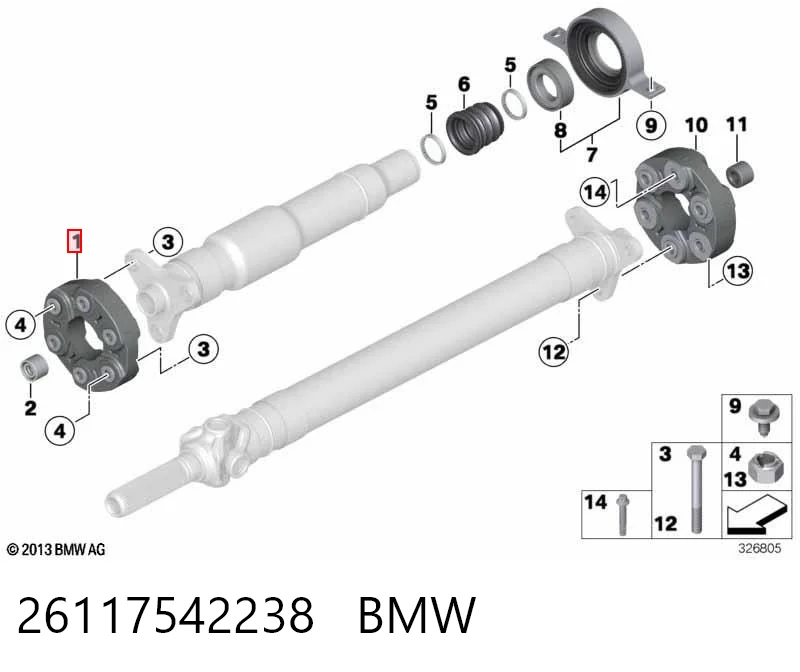 26117542238 BMW Acoplamiento elástico delantero del cardán