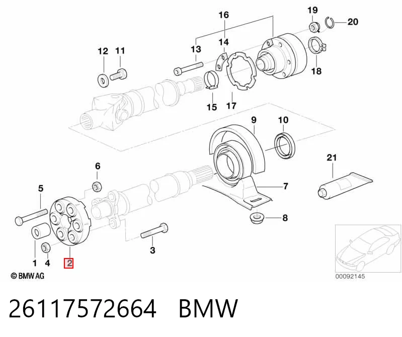 26117572664 BMW Acoplamiento elástico delantero del cardán
