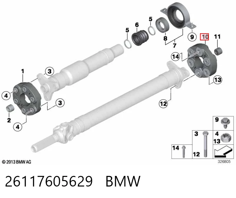26117605629 BMW Acoplamiento elástico del cardán delantero/trasero