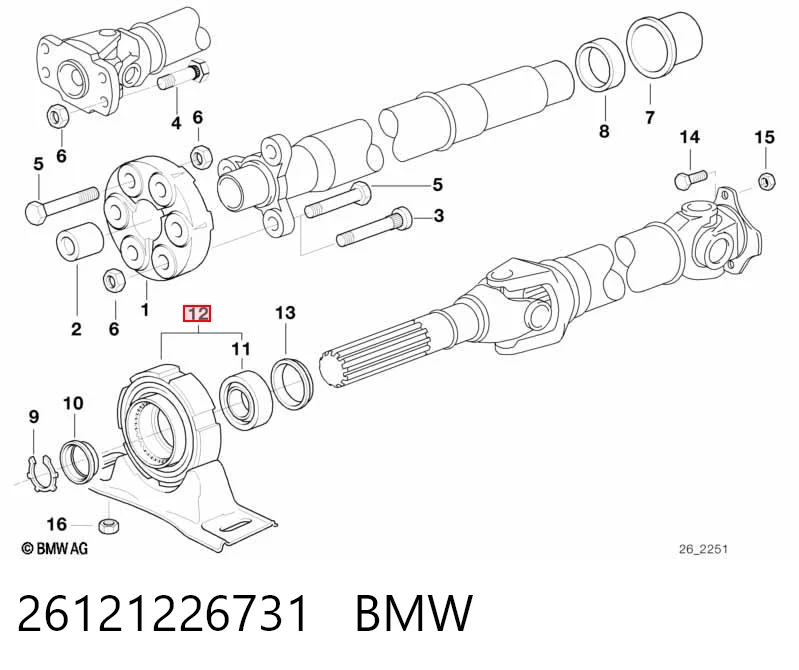 26121226731 BMW Rodamiento central del eje de transmisión