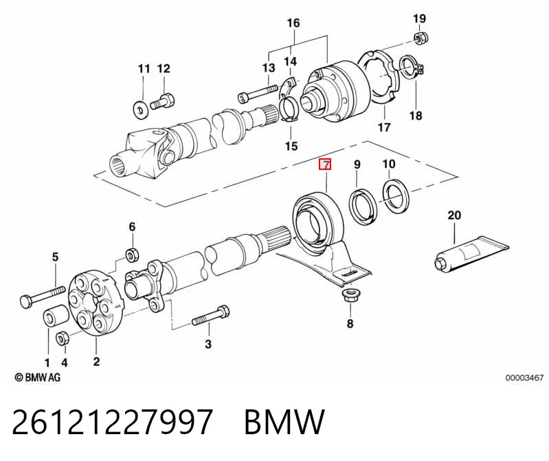 26121227997 BMW Rodamiento central del eje de transmisión