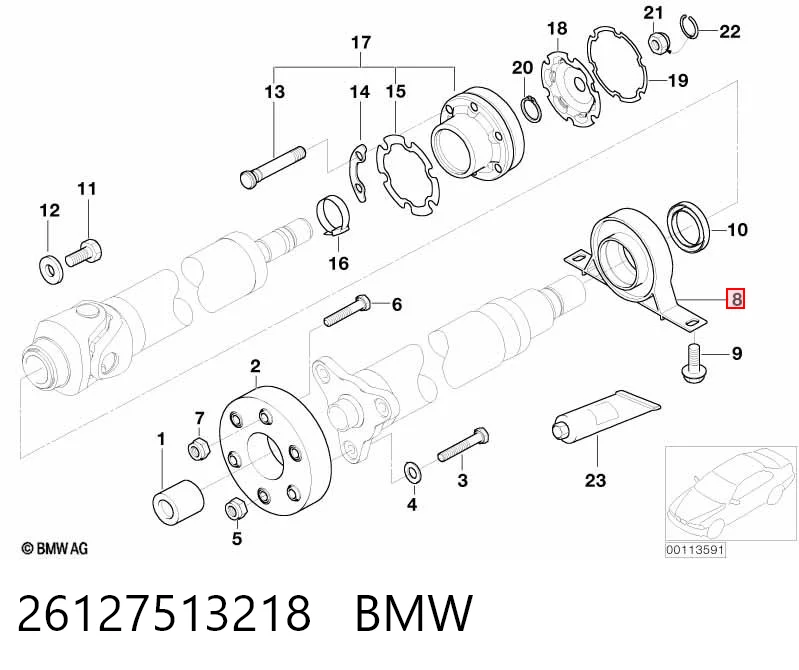 26127513218 BMW Rodamiento central del eje de transmisión