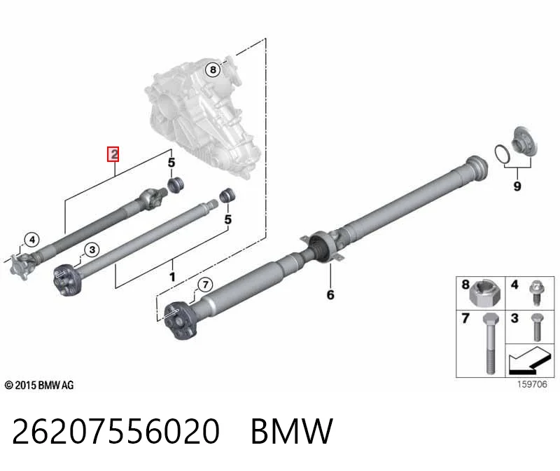 26207556020 BMW Transmisión cardán, eje delantero