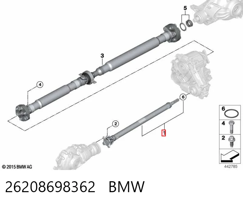 26208698362 BMW Transmisión cardán, eje delantero