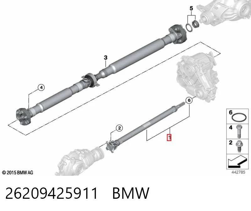 26209425911 BMW Transmisión cardán, eje delantero