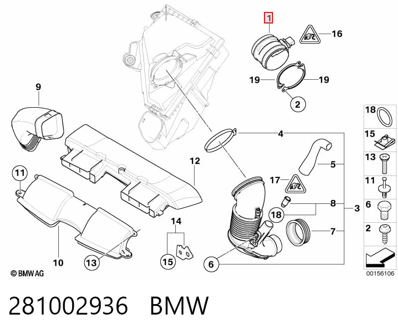 281002936 BMW Sensor de flujo de aire