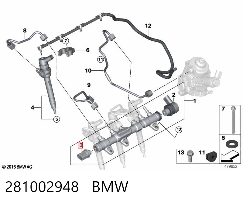 281002948 BMW Sensor de presión de combustible
