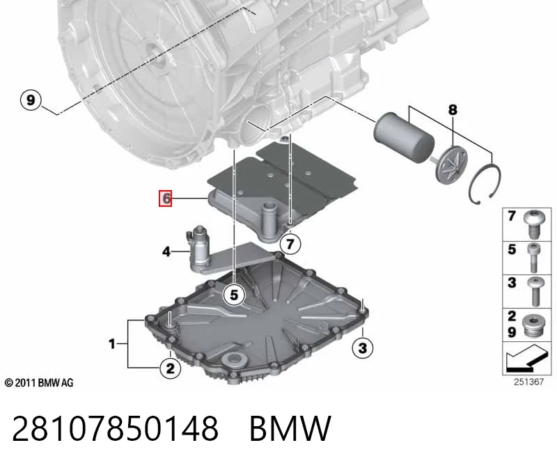 28107850148 BMW Kit de servicio para cambio de aceite de transmisión automática