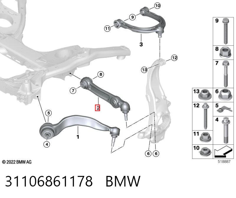 31106861178 BMW Brazo inferior derecho de la suspensión trasera