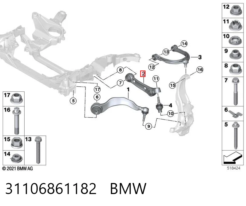 31106861182 BMW Brazo inferior derecho de la suspensión delantera