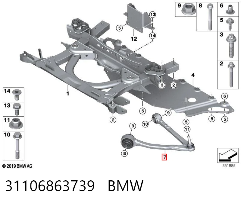 31106863739 BMW Brazo inferior izquierdo de la suspensión delantera
