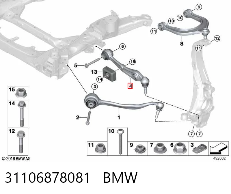 31106878081 BMW Brazo inferior izquierdo de la suspensión delantera