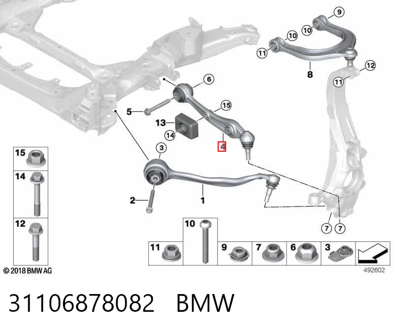 31106878082 BMW Brazo inferior derecho de la suspensión delantera