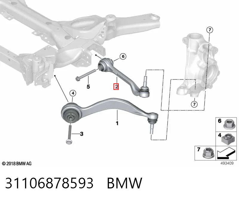 31106878593 BMW Brazo inferior izquierdo de la suspensión delantera