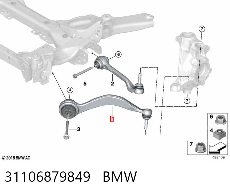 31106879849 BMW Brazo inferior izquierdo de la suspensión delantera