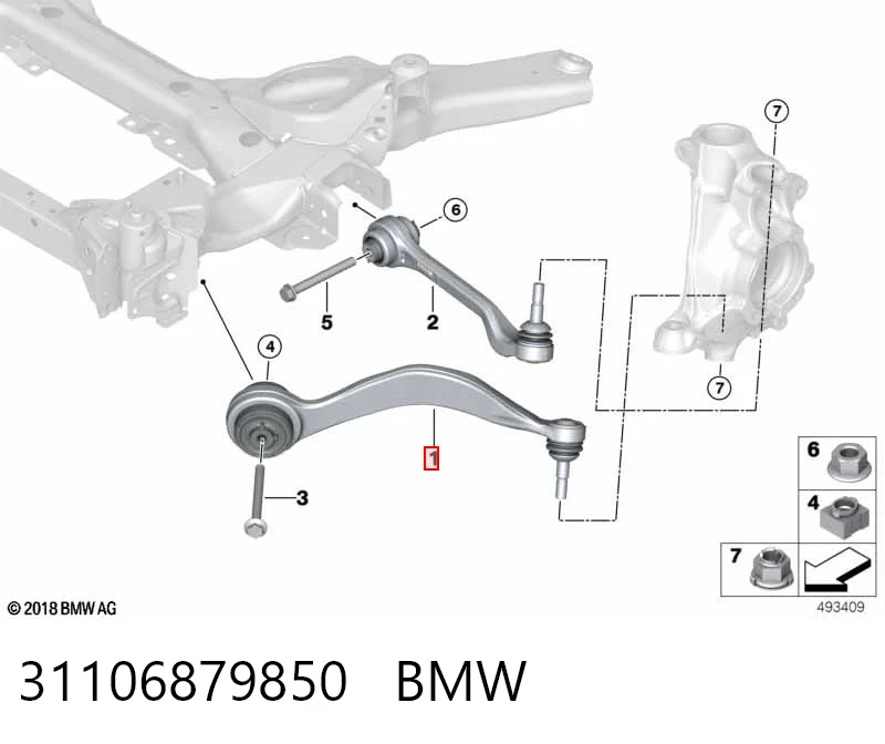 31106879850 BMW Brazo inferior derecho de la suspensión delantera